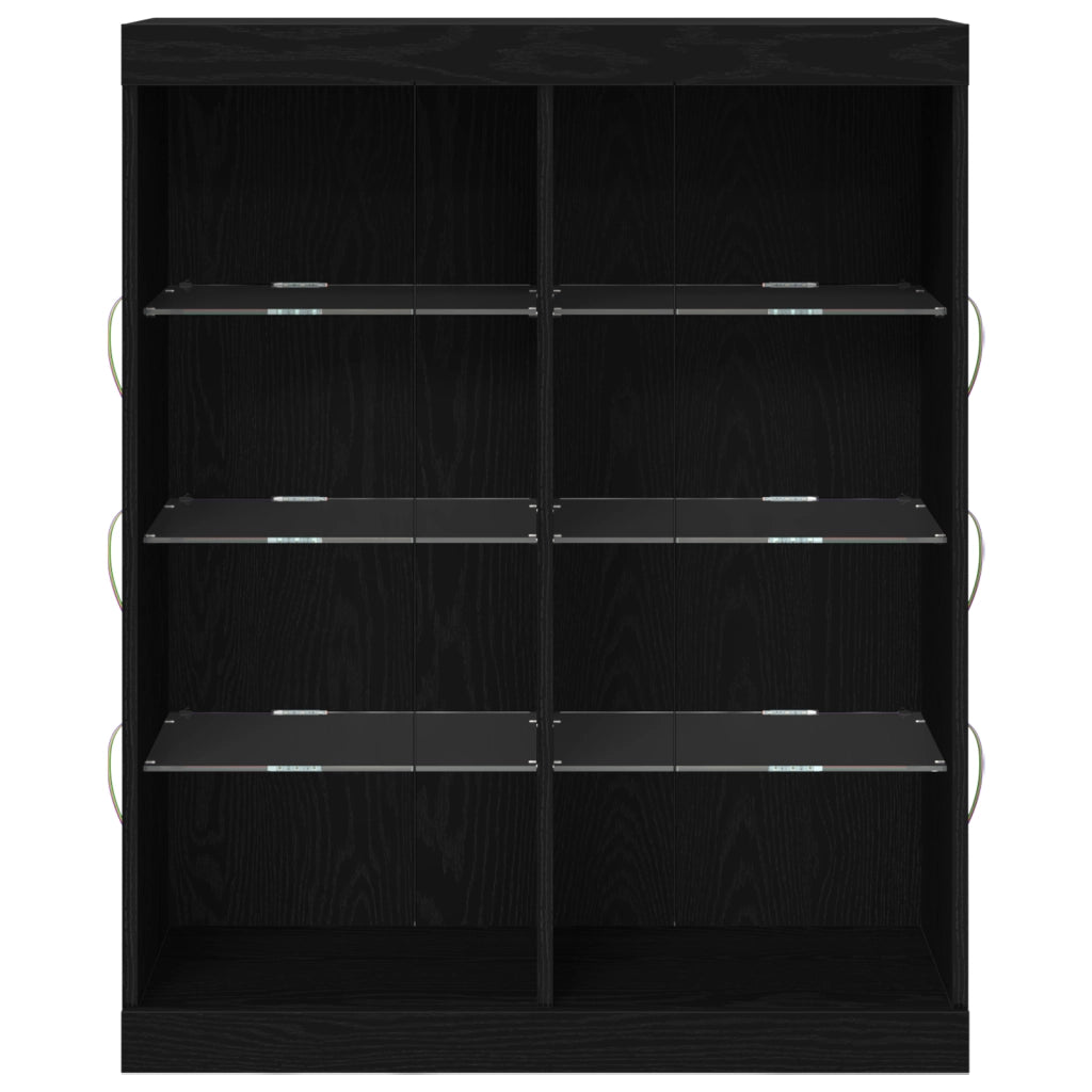 Sideboard con luci LED Nero Rovere 41x37x100 cm
