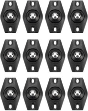 Piedini per mobili, 12 pezzi di ruote a sfera, ruote per mobili, ruote per mobili autoadesive, ruote a sfera piatte, ruote a sfera decorative, mobili, ruota mini universale a 360 gradi per mobili piccoli (nero)