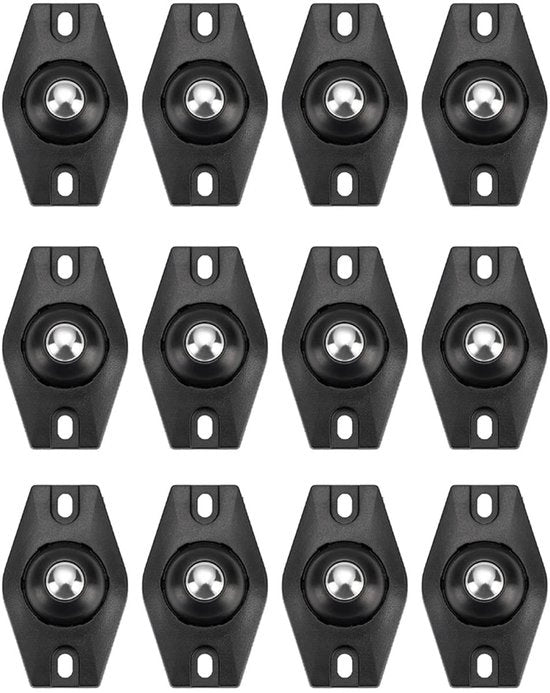 Piedini per mobili, 12 pezzi di ruote a sfera, ruote per mobili, ruote per mobili autoadesive, ruote a sfera piatte, ruote a sfera decorative, mobili, ruota mini universale a 360 gradi per mobili piccoli (nero)
