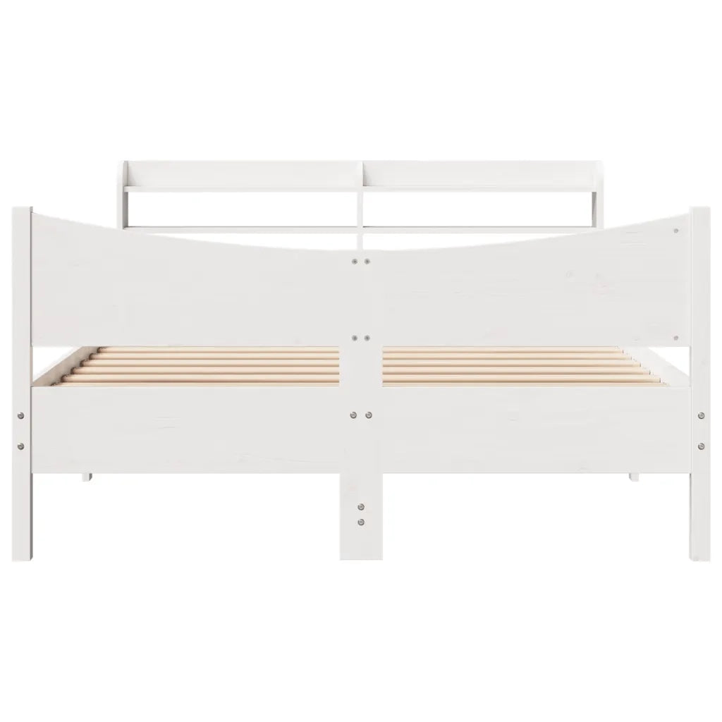 Giroletto con Testiera Bianco 160x200 cm Legno Massello di Pino 3307039