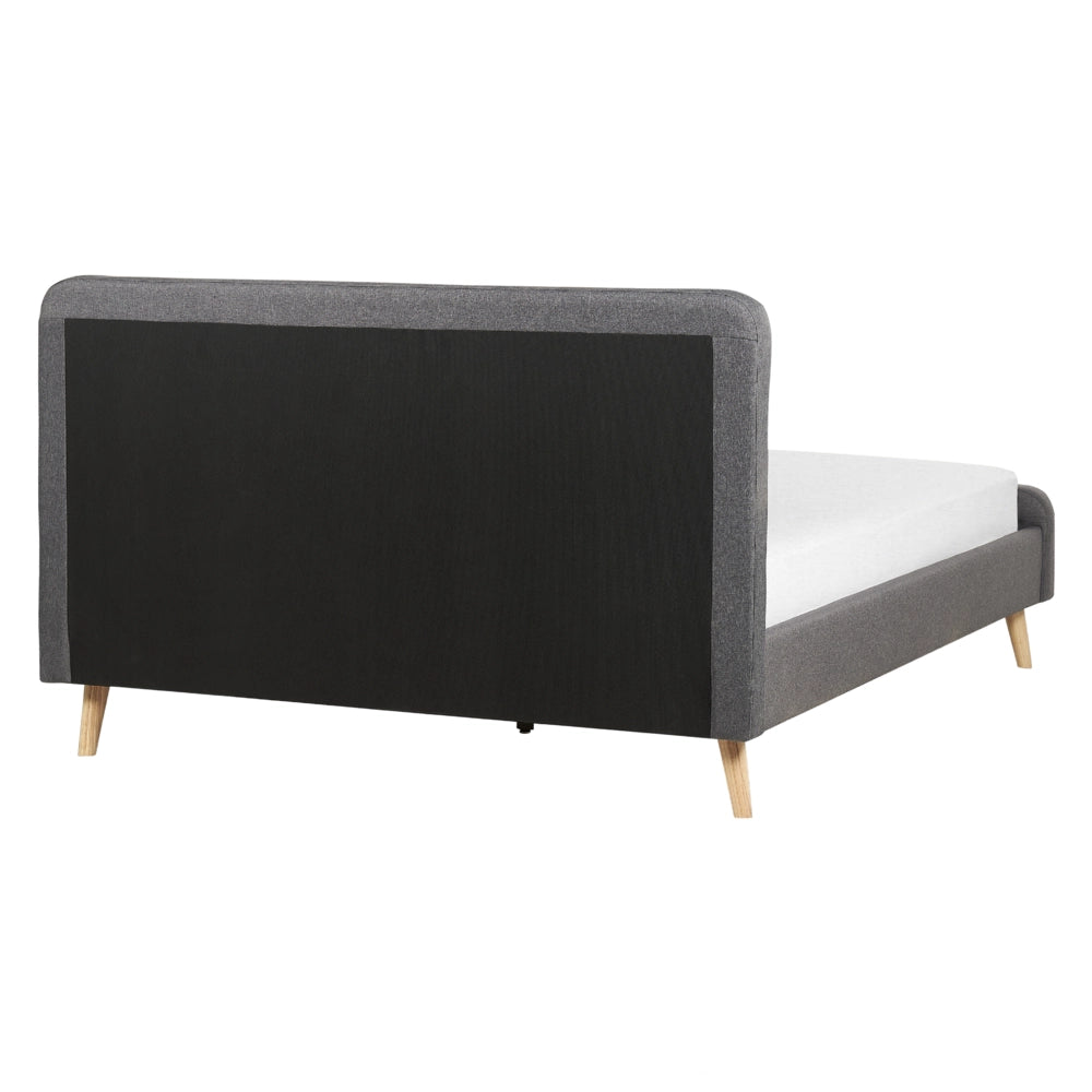 Letto a doghe Tessuto in poliestere grigio scuro Gambe in legno imbottite 160 x 200 cm Design moderno