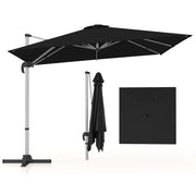 Ombrellone a braccio quadrato 300 x 300 cm rotazione 360° inclinazione regolabile ombrellone da giardino in stile moderno in poliestere tinto grigio 20_0012978