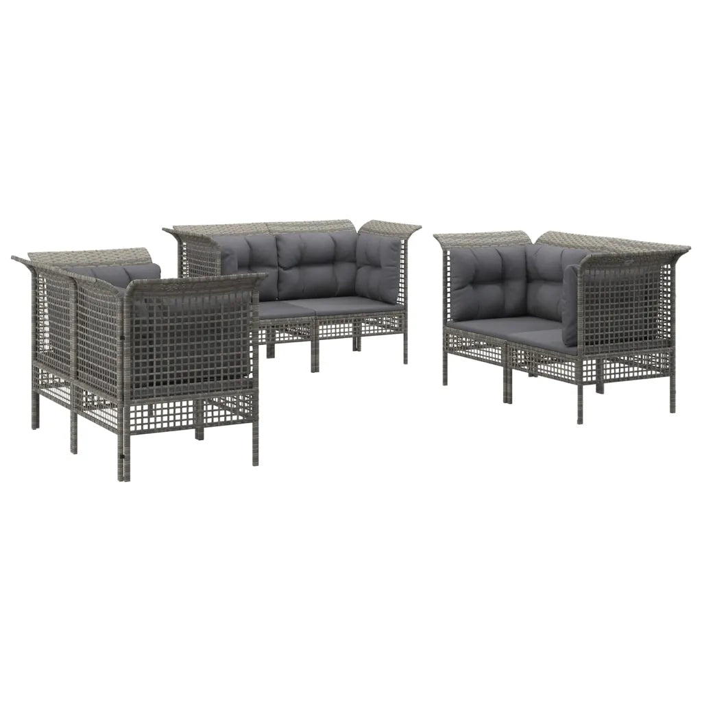 Set Divani da Giardino 6 pz con Cuscini in Polyrattan Grigiocod mxl 76667
