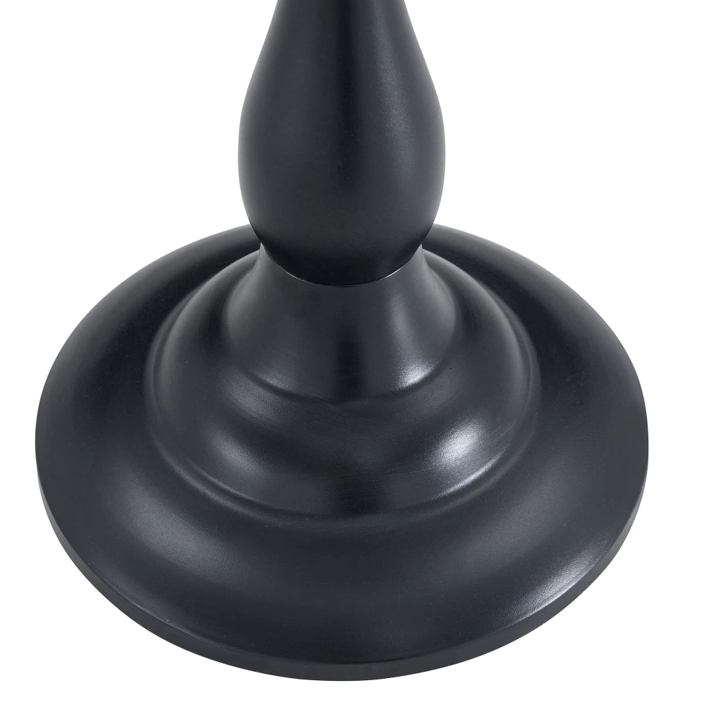 Tavolino basso in vetro temperato con base in metallo rotondo per soggiorno e camera da letto nero 53,5 × 53,5 × 21 cm