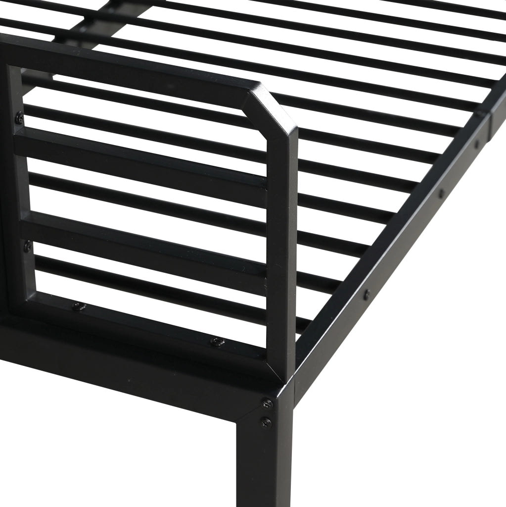 Letto a castello 90x200 cm e 120x200 cm con scala angolare; metallo e MDF nero