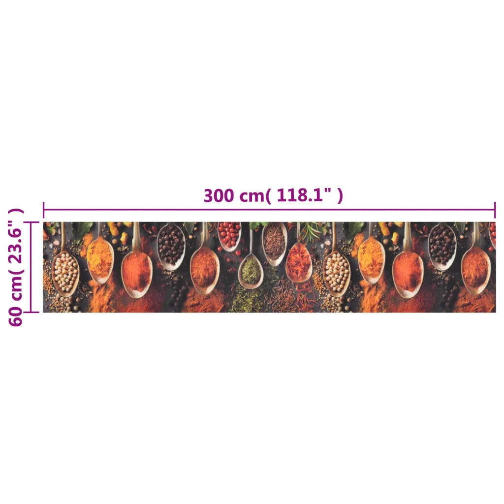 Tappeto da Cucina Lavabile-Tappetino da Cucina Cucchiai e Spezie 60x300 cm Velluto