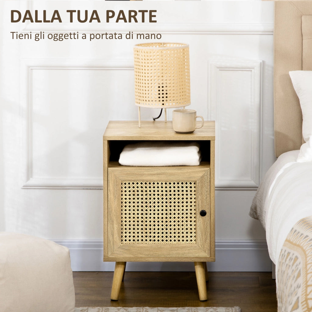 Comodino Boho ¨C Xylo ¨C Rattan MDF Truciolato 39x35x60cm