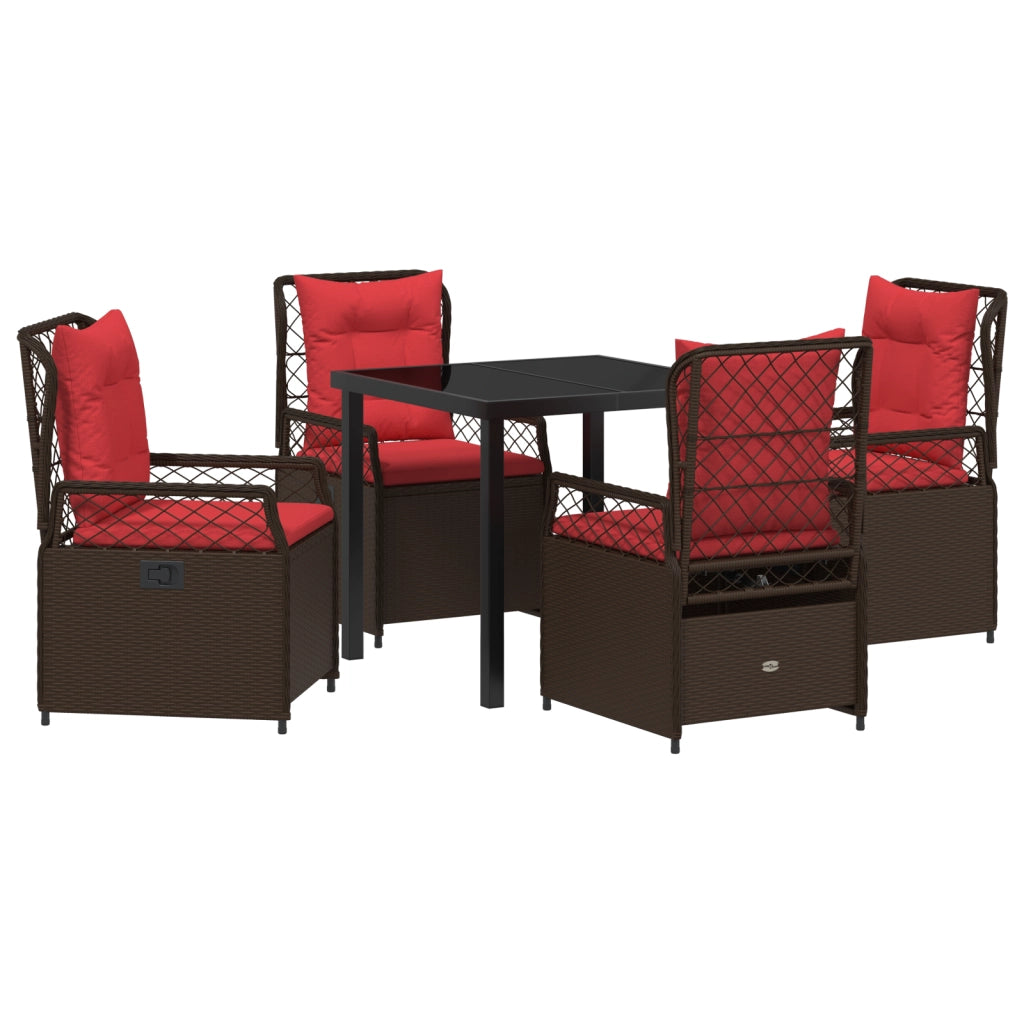 Set da Pranzo da Giardino 5 Pezzi Rattan Polimerico Marrone