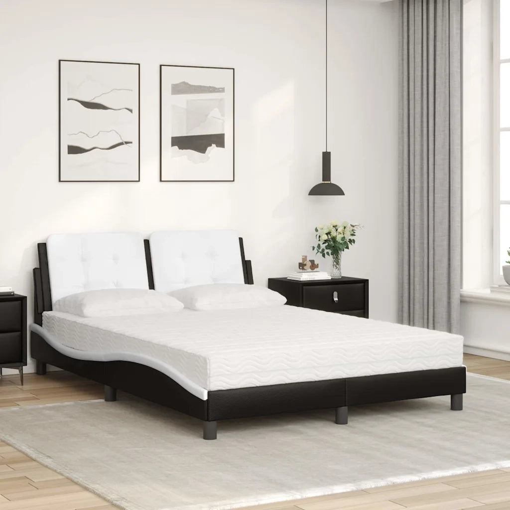 Letto con Materasso Zadar Nero e Bianco 140x200 cm in Similpelle 3208871