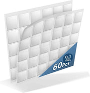 Sticker adesivo trasparente doppio lato per schiuma acustica, 60 pezzi, lavabile, riutilizzabile, rimuovibile senza residui extra resistente (25 * 25 * 1mm)