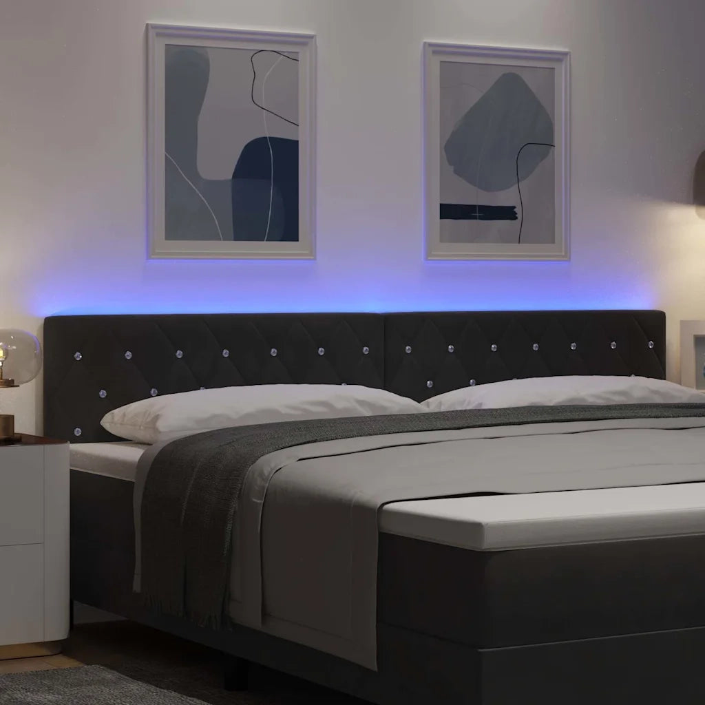 Testiera LED con strisce LED con testiera Nero 200 cm Velluto 3338079