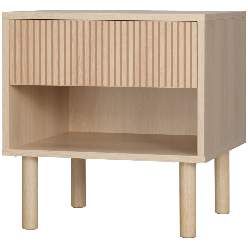 Comodino con cassetti e ripiani ¨C zephmum ¨C Legno naturale 47x47x50 cm