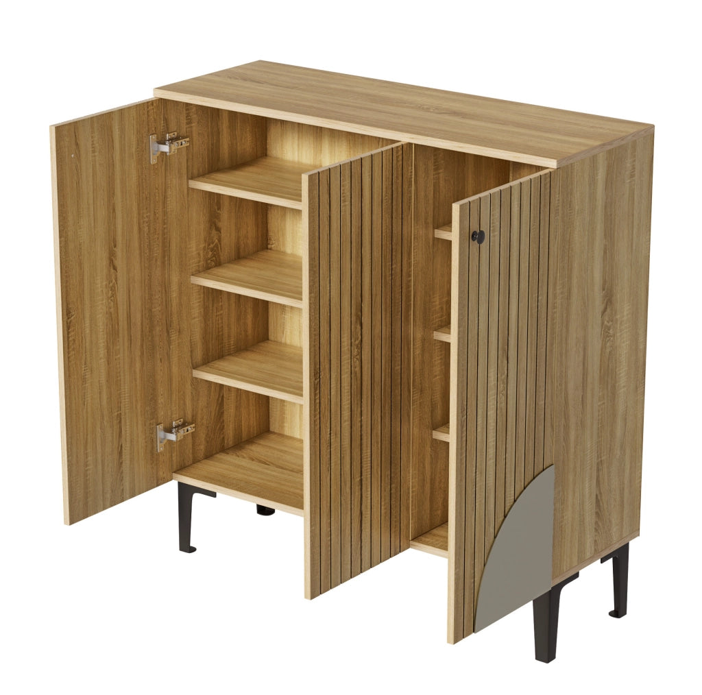 Scarpiera moderna 90x32x94 cm effetto legno con ante