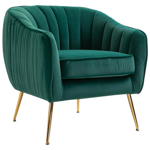 EasyComfort Poltrona da Salotto Imbottita con Braccioli e Schienale, Design Moderno, Gambe in Metallo, 71x72x73 cm, Verde