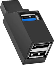 Hub USB a 3 porte ad alta velocità - Hub USB 3.0/2.0 - Hub USB mini per PC e laptop - Nero