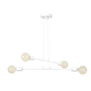 Lampadario Industrial 4 Luci Multiplo In Acciaio Bianco A Bracci