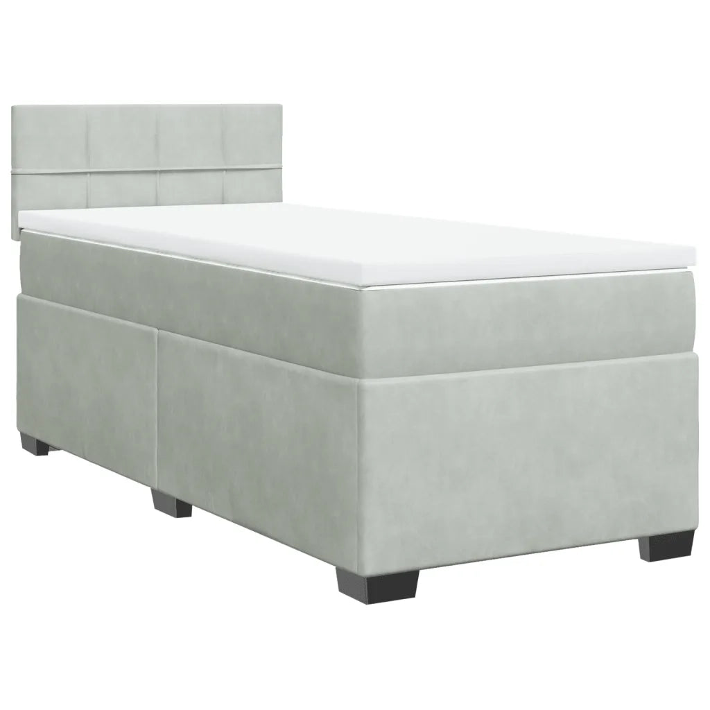 Giroletto a Molle con Materasso Grigio Chiaro 90x200 cm Velluto 3286222