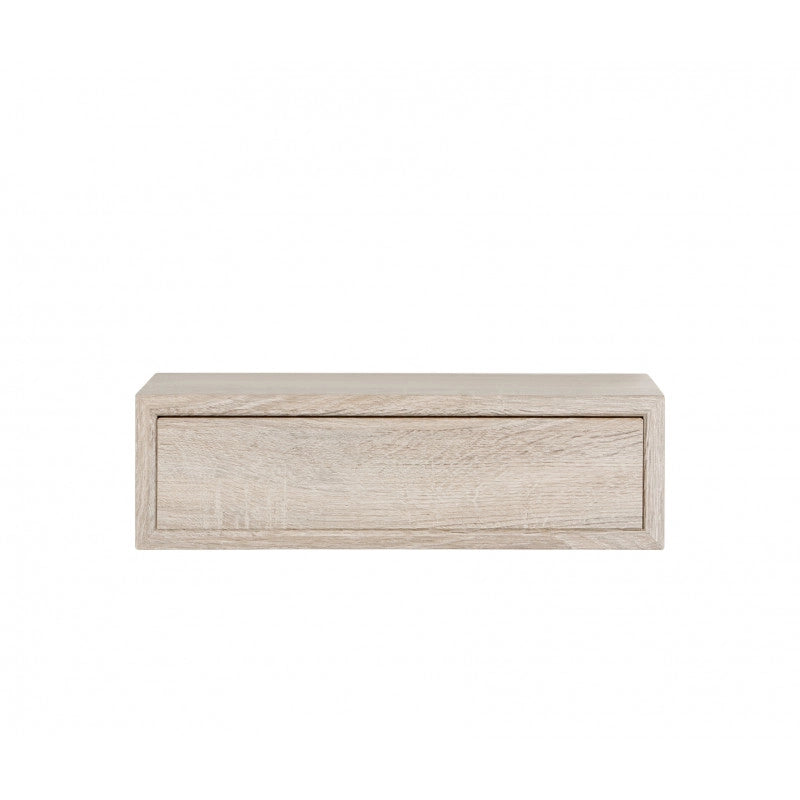 Mensola da Muro Lego con Cassetto, Comodino Sospeso, Mensola da Parete, 45x13.4 p20 cm, Rovere Sagerau - Made in Italy