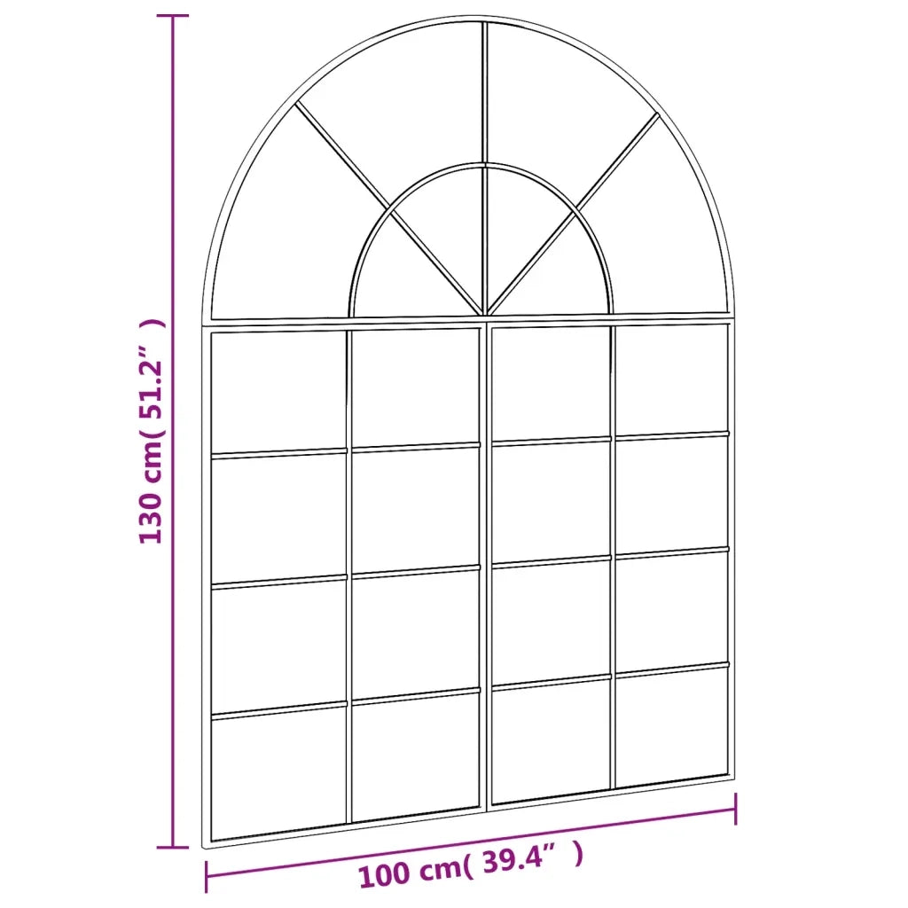 Specchio da Parete Nero 100x130 cm Arco in Ferro