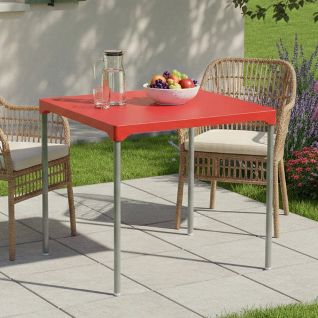 Brownstown, Tavolo da Esterno 4 Posti Made in Italy, 75x75x72h cm Rosso