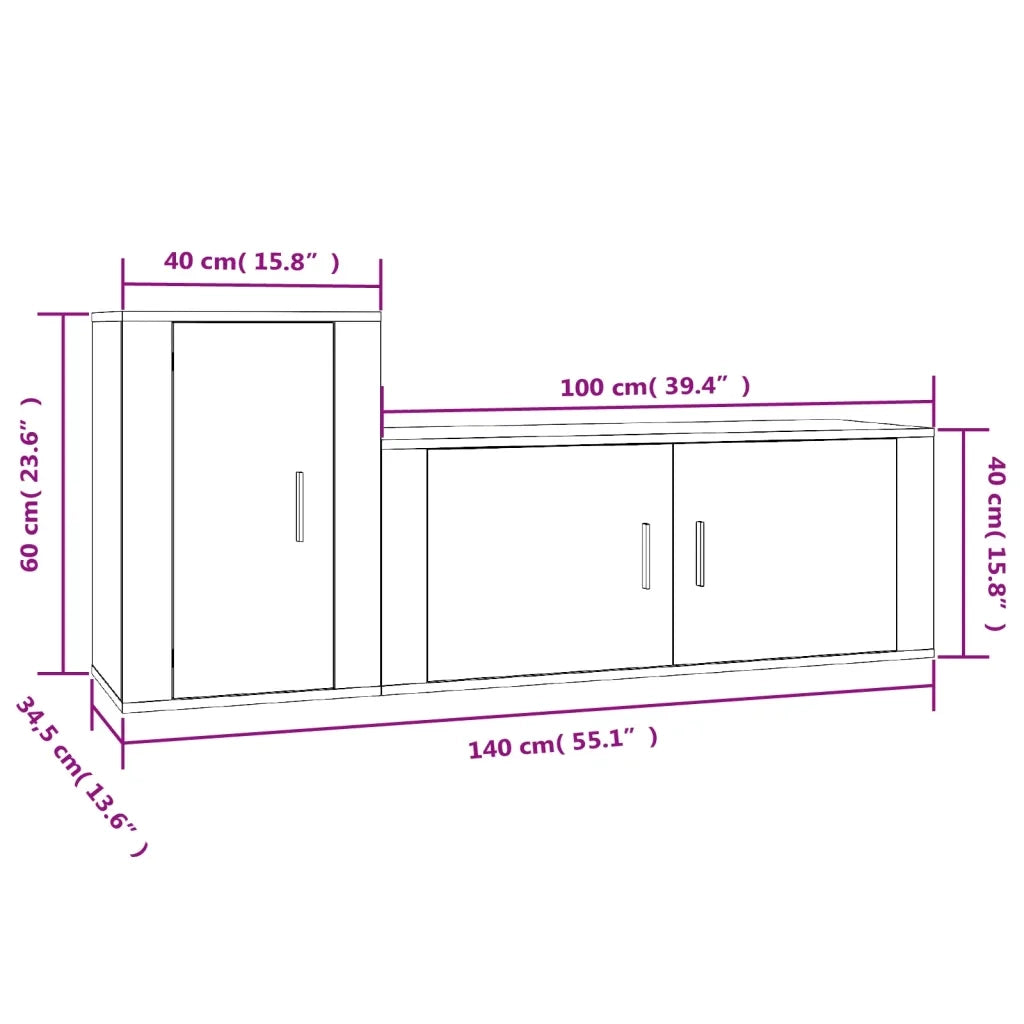 Set di Mobili Porta TV 2 pz | Armadietto TV | Mobile Porta TV Grigio Cemento in Legno Multistrato