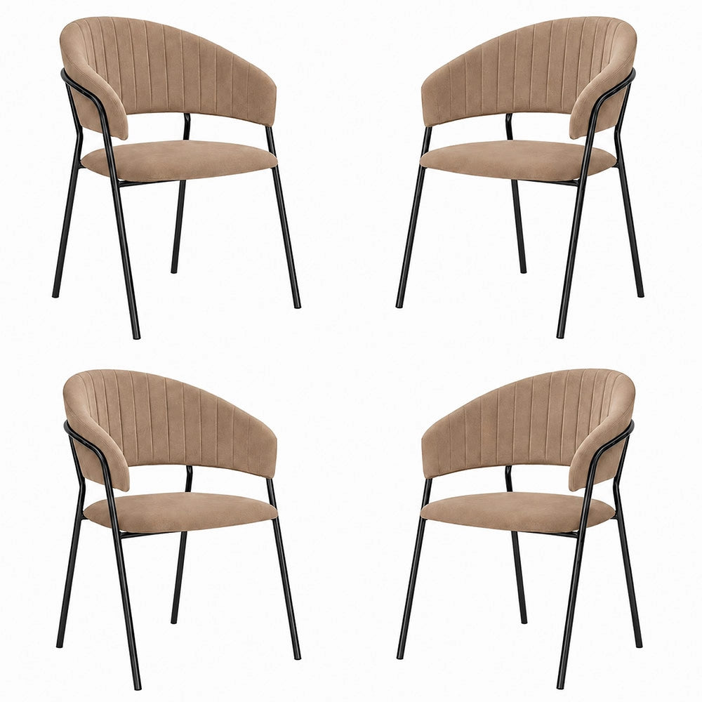 Sedie da pranzo set da 4 Aurelia in velluto grigio tortora con gambe nere