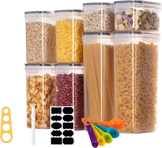 Set di contenitori di archiviazione da 814 l - Contenitore di archiviazione per la cucina - Plastica BPA libera con coperchio - Organizzazione della cucina - Archiviazione a prova di aria - 28 l / 2 l / 14 l / 08 l
