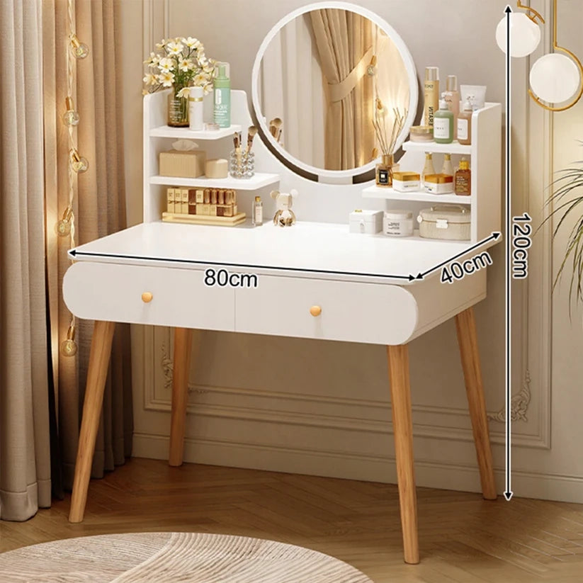 Toeletta per trucco con misure 120x80x40 cm, ideale per la camera da letto.