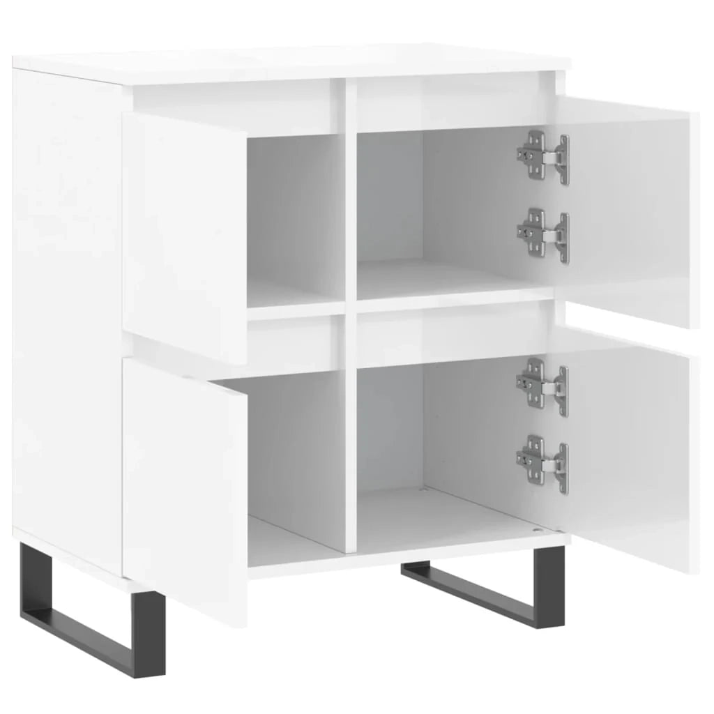 Buffet credenza cassettiera mobiletto mobile contenitore organizer per cucina soggiorno finitura lucida 60 x 35 x 70 cm legno ingegnerizzato bianco 02_0030674