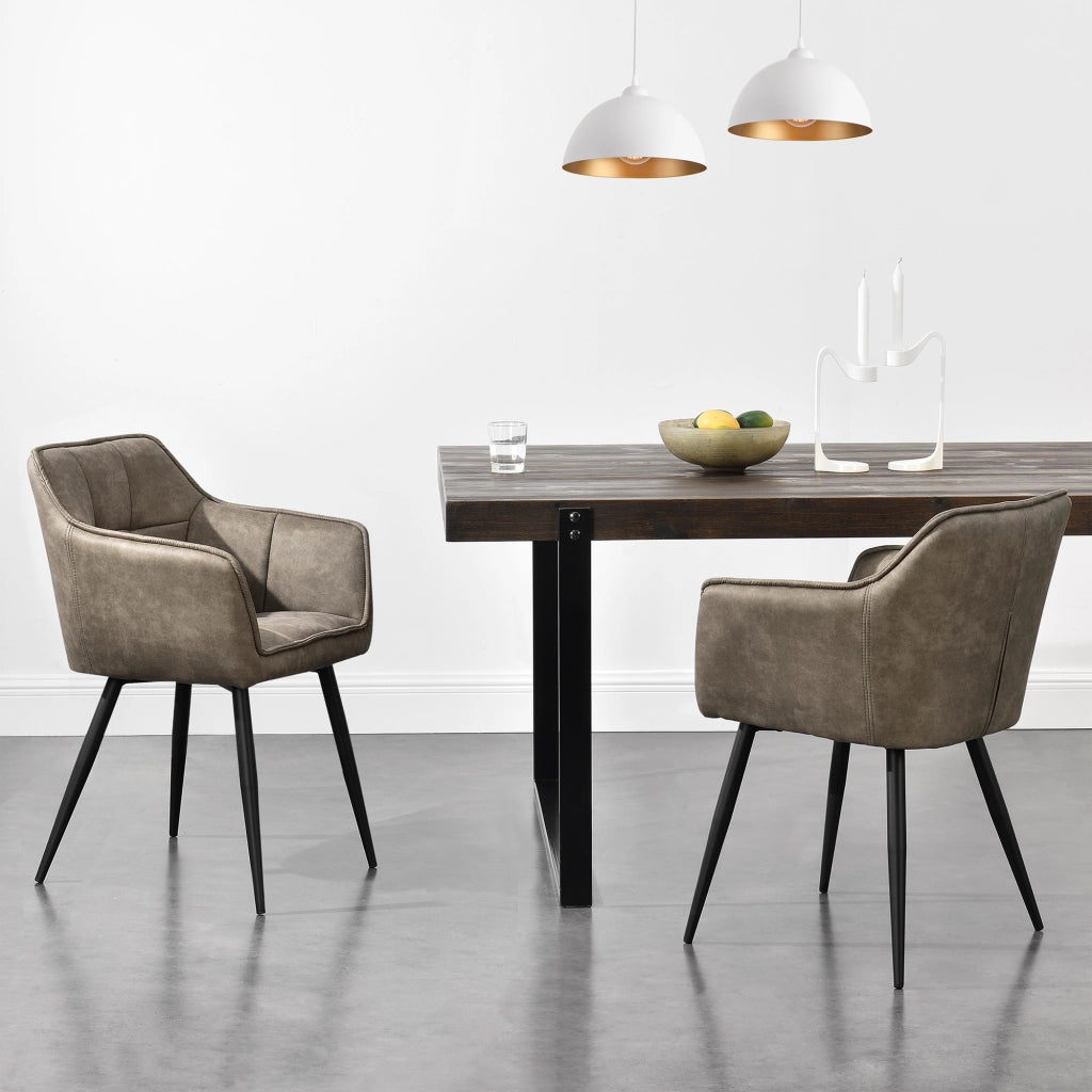 Sedia per Sala Pranzo Birmingham Effetto Velluto color Tortora [en.casa]