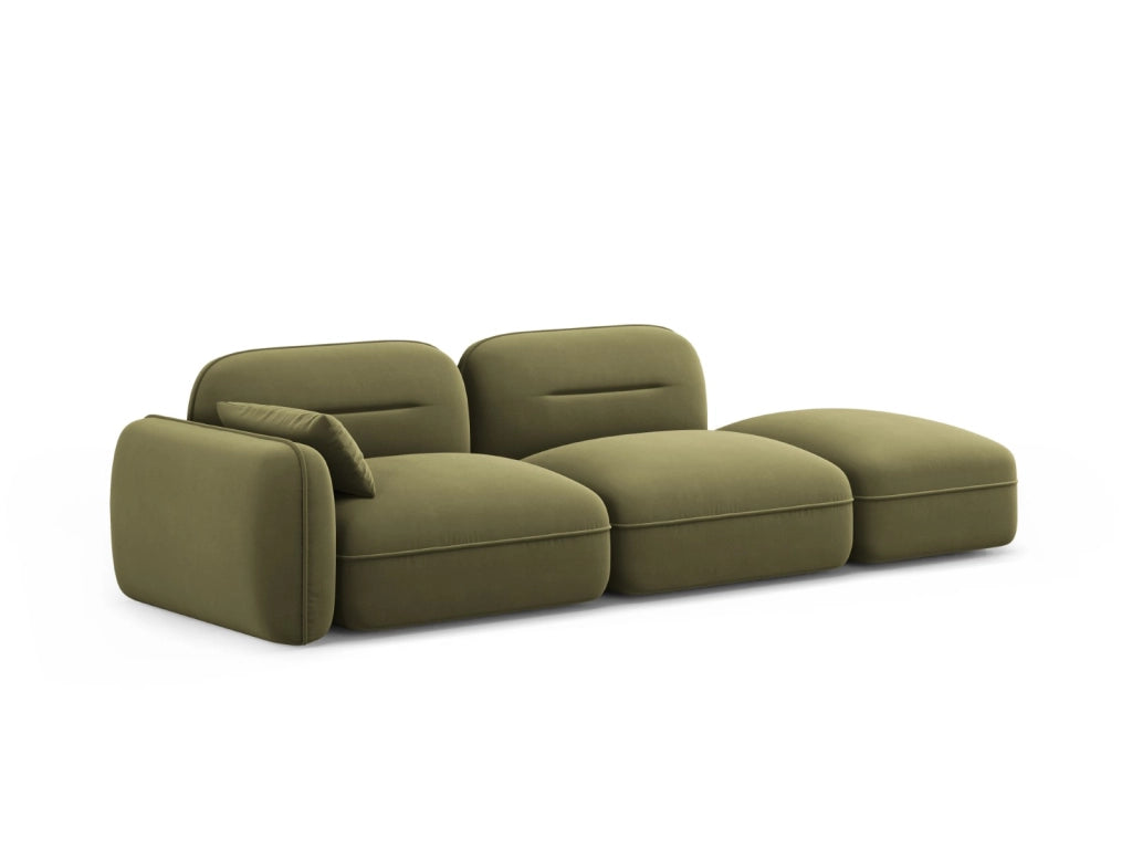 Cosmopolitan Design - Divano modulare destro "Sydney" 3 posti in velluto verde chiaro 
