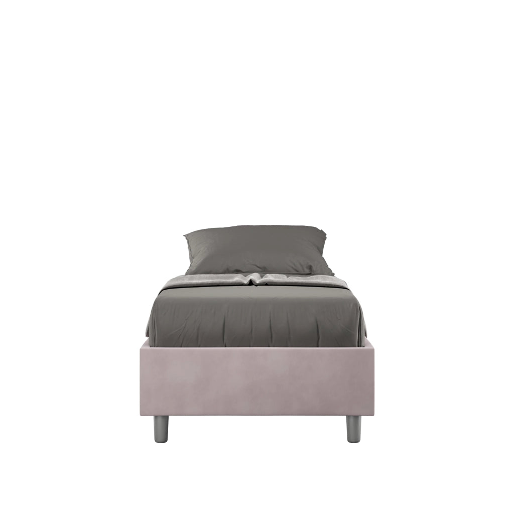 BS COM Letto singolo con rete imbottito 80x200 microfibra glicine