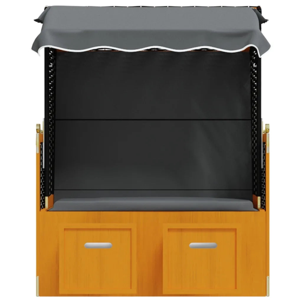 Strandkorb e Tettoria Polyrattan Legno Massello Nero Antracite 318658