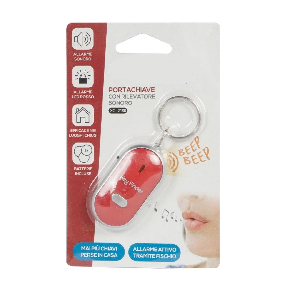 Trade Shop - Portachiavi Con Rilevatore Sonoro Allarme Indicatore Led Trova Chiavi Casa Xc2180 -