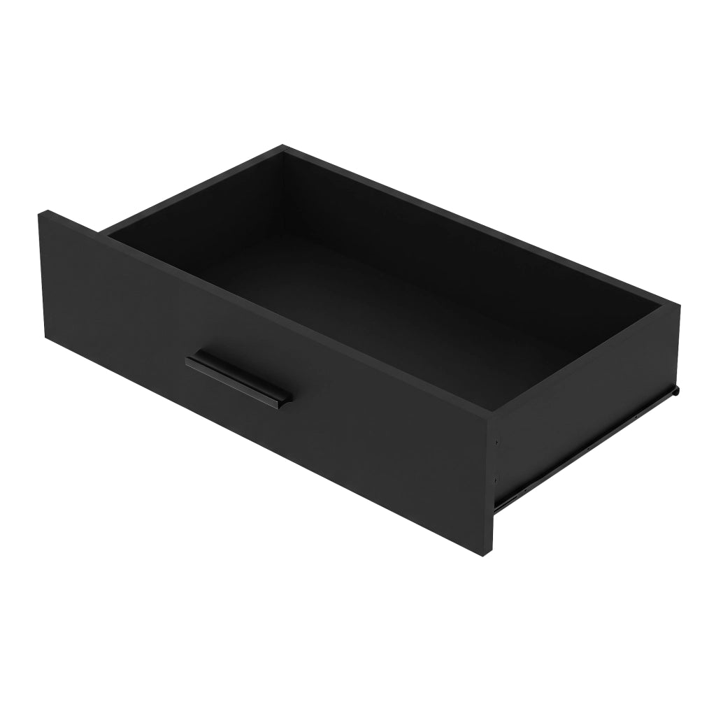 Scrivania angolare ¨C Minimal ¨C nero con cassetti e ripiani 90x50x75