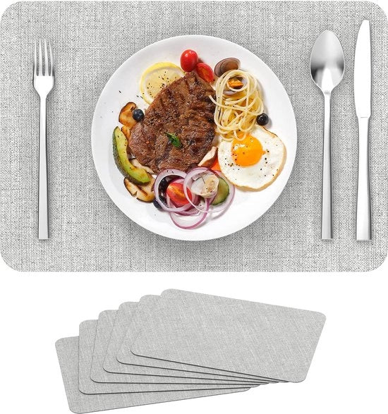Set di tovagliette per tavolo, 6 pezzi, lavabili, in pelle, impermeabili all'acqua, resistenti al calore, per cucina, tavola da pranzo.