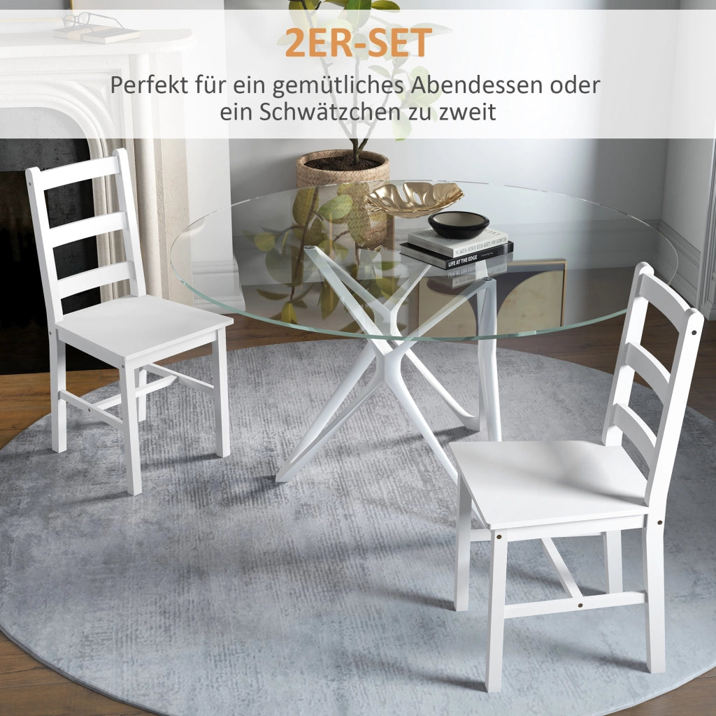 Set 2 Sedie da Pranzo in Legno ¨C Xylo ¨C Bianche con Schienale a Listelli, 41,5x46x90 cm