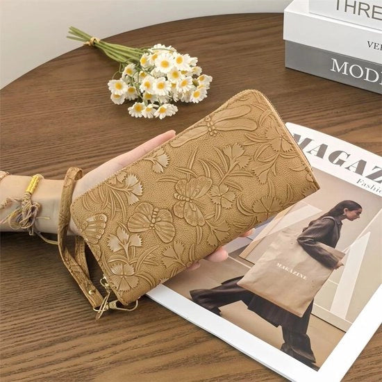 Portefeuille donna lungo wallet donna portafoglio semplice maniglia, 19 x 10,5 x 3CM, marrone