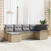 Set Divano da Giardino con cuscino 6 pcs Beige polyrattan
