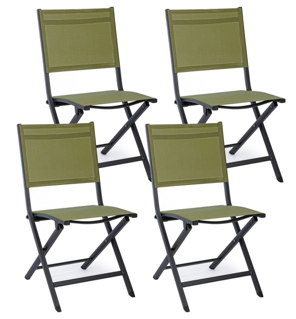 Set 4 Sedie Pieghevole da Giardino 47x57x88h cm Elin Antracite e Verde