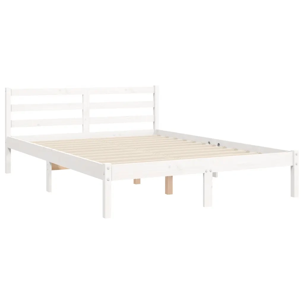 Giroletto con Testiera-Struttura Letto con testiera Bianco 140x200 cm in Legno Massello 968361