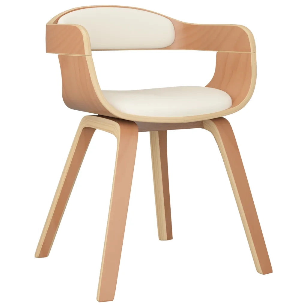 Sedie da Pranzo 4 pz Crema in Legno Curvato e Similpelle cod mxl 28159