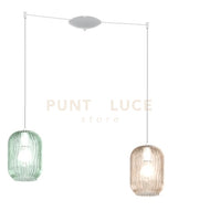 SOSPENSIONE BIANCO 2 LUCI SPOSTABILE VETRI AM + VE 1181BI-S2 S-MC