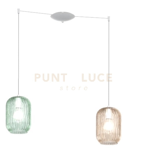 SOSPENSIONE BIANCO 2 LUCI SPOSTABILE VETRI AM + VE 1181BI-S2 S-MC
