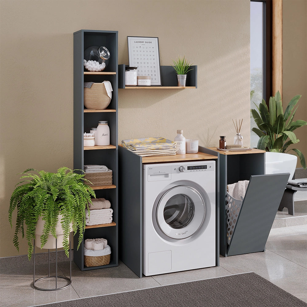 Mobile lavatrice Viktor Antracite/Rovere dorato 67.8 x 94.6 cm con cerchio Vicco