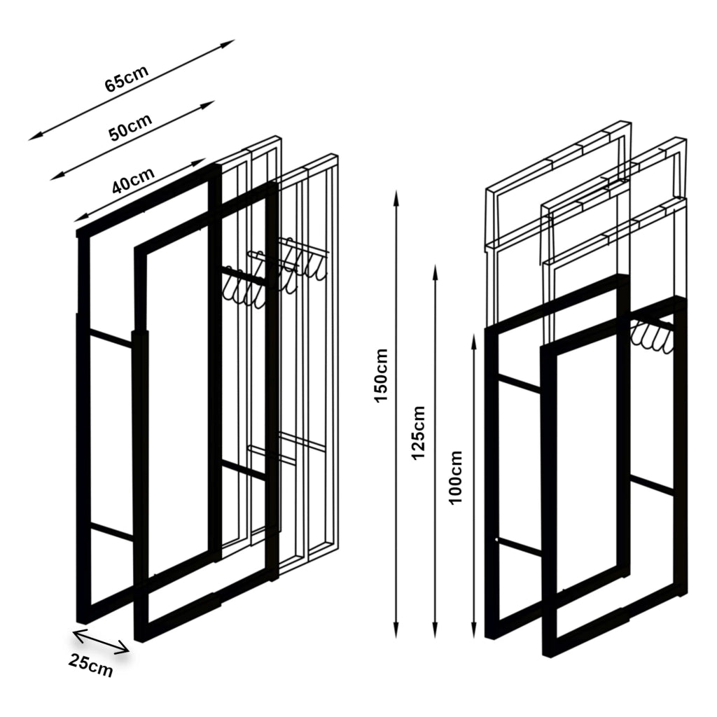 Portalegna in acciaio larghezza 40-65 cm nero 03_0010489