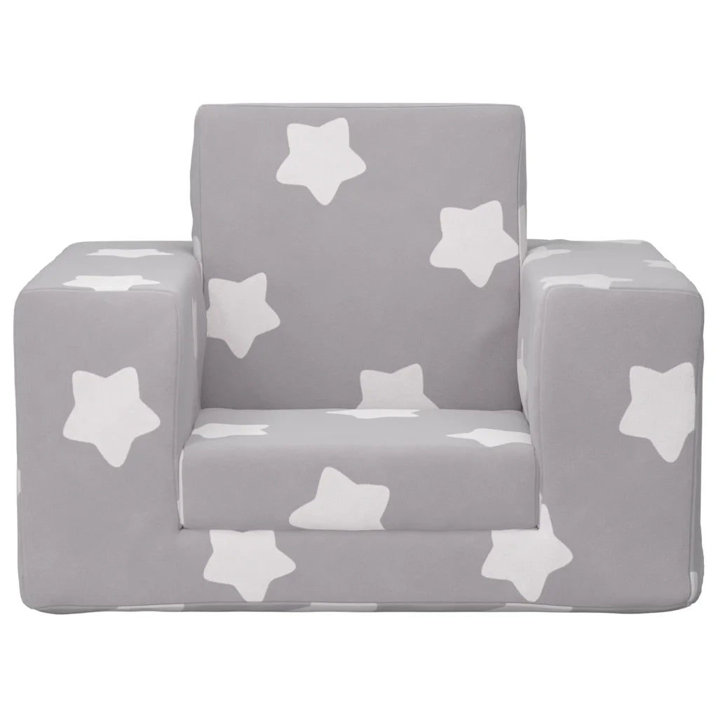 Divano Letto Bambini Grigio Chiaro con Stelle Morbido Peluche 4104784