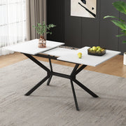 Tavolo da pranzo allungabile 120/160 x 80 cm in MDF bianco con gambe in metallo nero