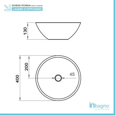 Lavamani da appoggio a bacinella 40 cm in ceramica nero opaco