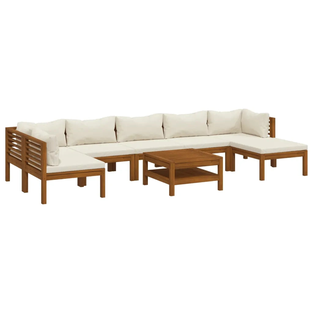 Set Divani da Giardino 8 pz con Cuscini Crema in Legno Acacia 3086955